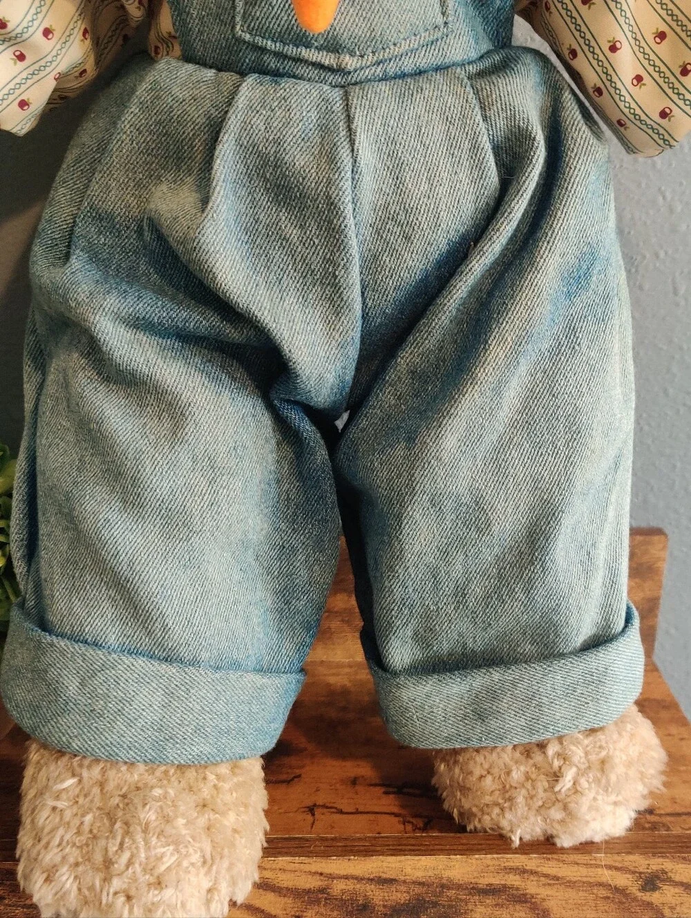 Easter Rabbit Plush Jean Denim Coveralls Straw hat Garden 16